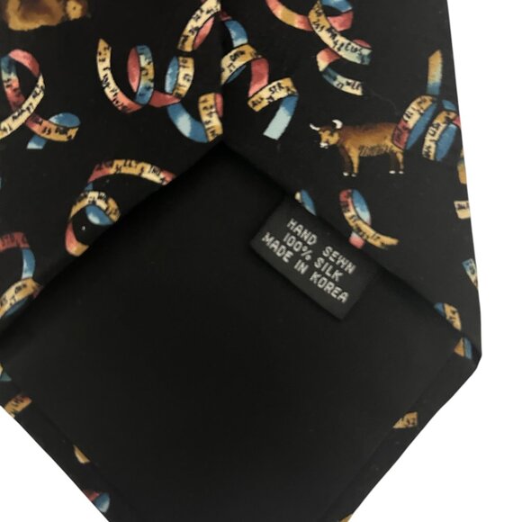 Nicole Miller 100% Silk Necktie Multicolor Woven Graphic Tie - Picture 3 of 5